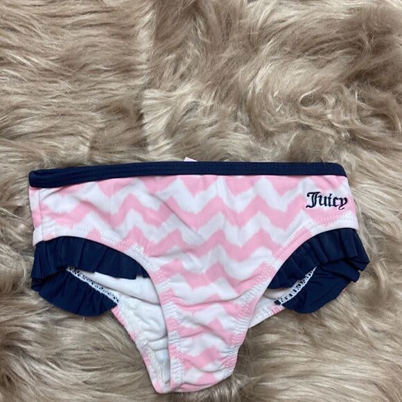 Juicy Couture Girls Toddler Flounce Top & Frill Bottom Two Piece Swimsuit/bikini - Picture 3 of 10